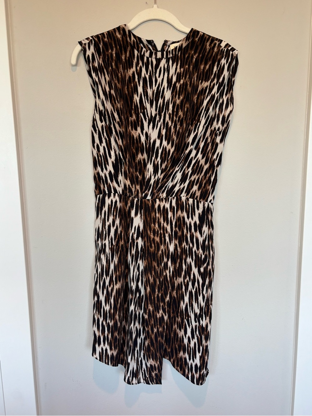 L'AGENCE Silk Leopard-Print Sleeveless Midi Dress in Brown/Black/White
